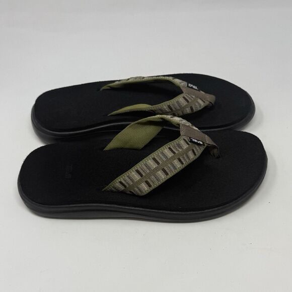 Teva Voya Flip Flops Mens 7 Olive Green Brown Comfort Cushioned Sandals - Picture 1 of 15